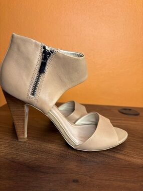 Aldo Women's Nude Ankle-Zip High Heel Sandals 7